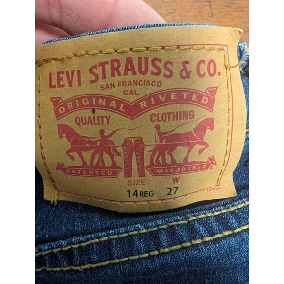 Levi's Jean Shorts Demi Blue Stretch Kids Size 14 W27 - Picture 4 of 7